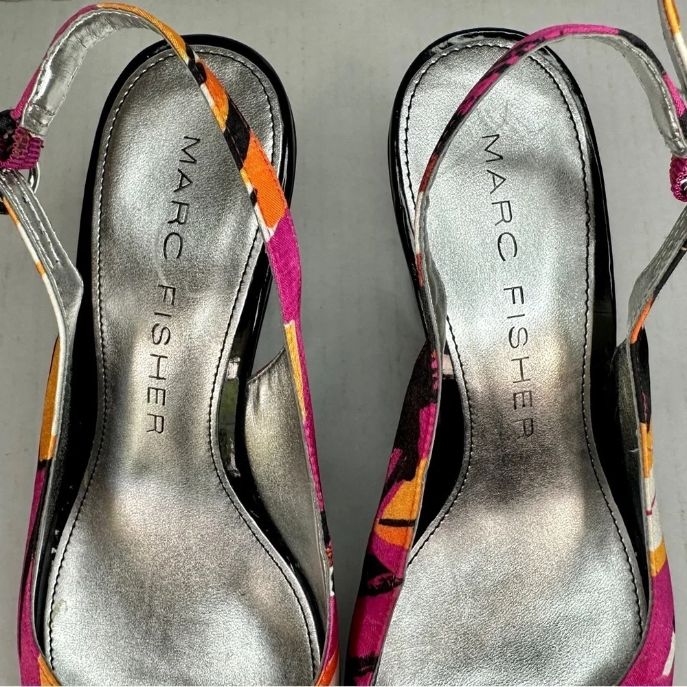 Marc Fisher Multicolor Peep Toe Wedge Sandal Size 7